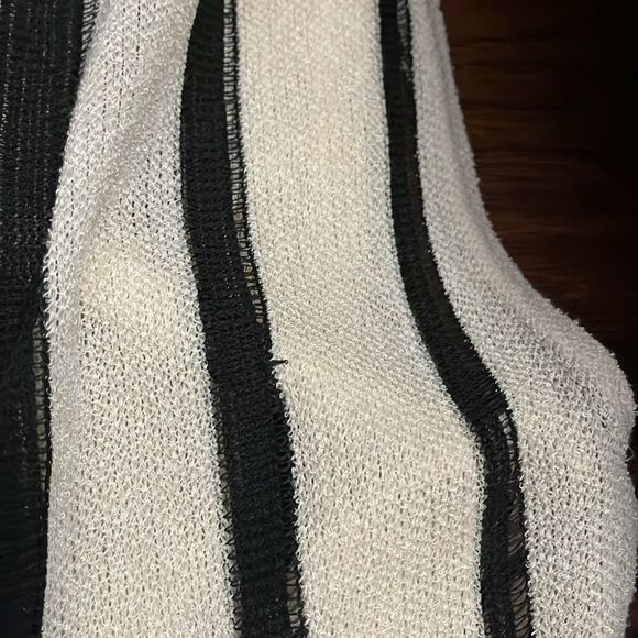 Torrid Black Cream Color Striped Ruana Coverup Contemporary Feminine Casual - Picture 13 of 16